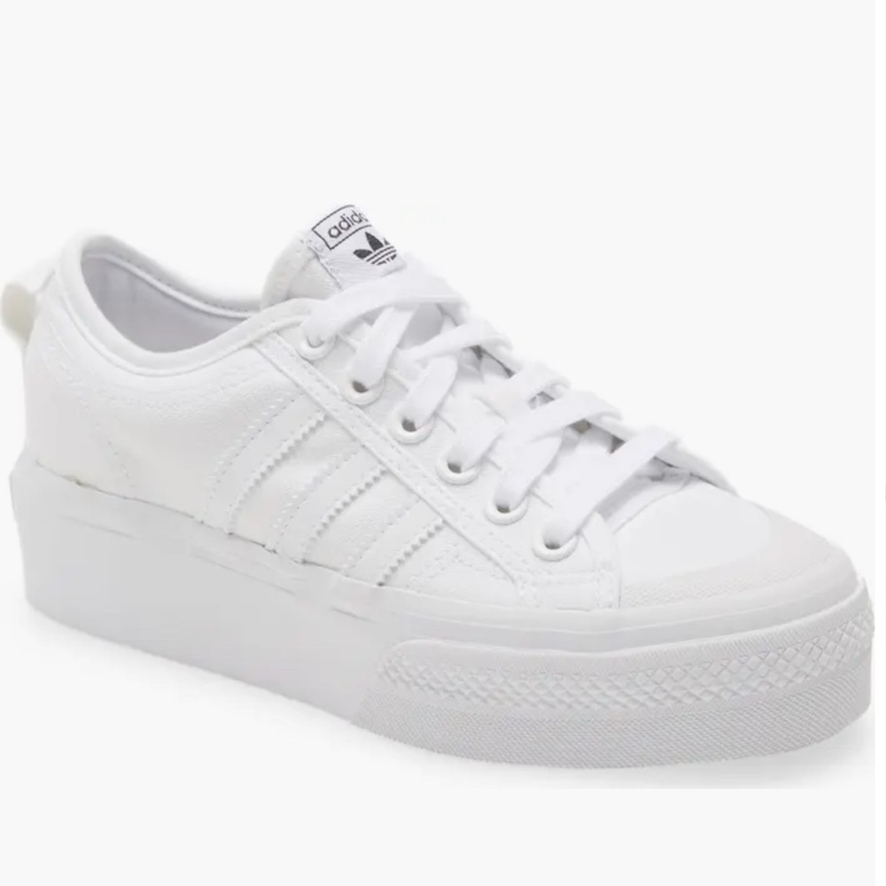 NWT. Adidas Women's White Nizza Platform. Size 8